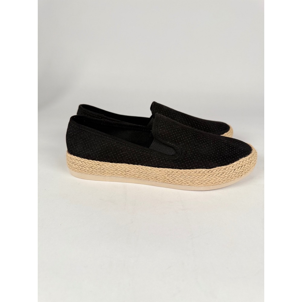 Esprit Nadine Black Perforated Espadrille Slip On Platform Sneakers Womens 8.5M